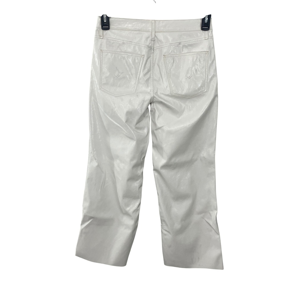 HUDSON Rosie High Rise Patent Egret Faux Leather Cropped Wide‎ Leg Pants Size 27 - Picture 4 of 13